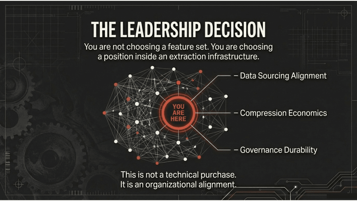 The leadership decision: data sourcing alignment, compression economics, governance durability