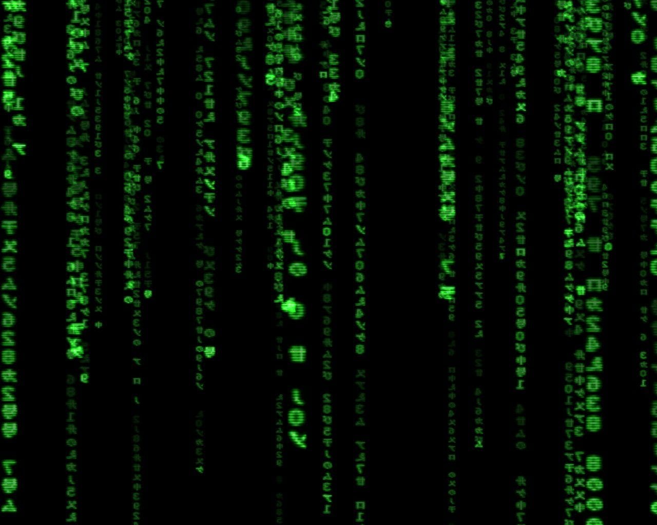 Green digital rain, the Matrix code