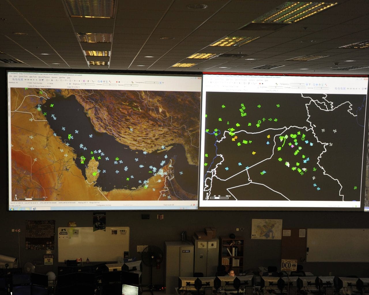 Large screens in the Combined Air and Space Operations Center