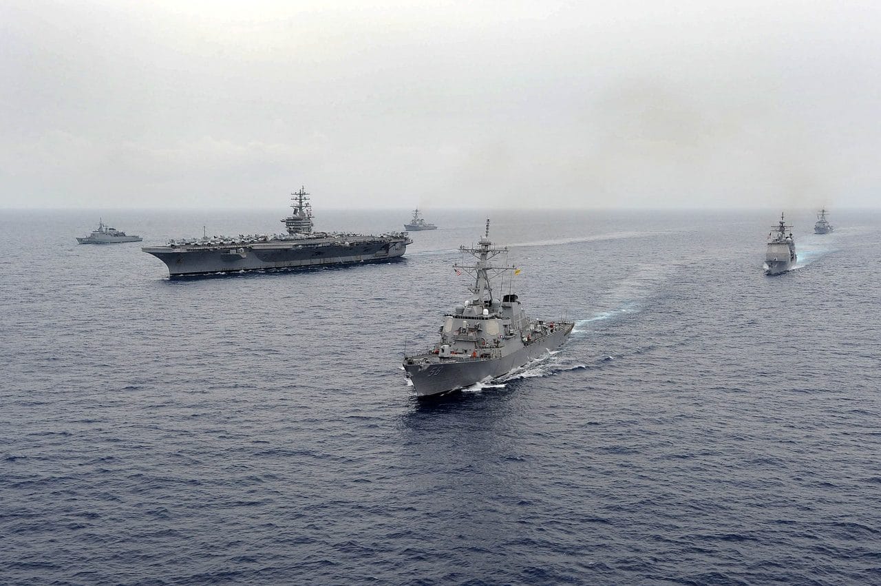 US Navy carrier strike group underway